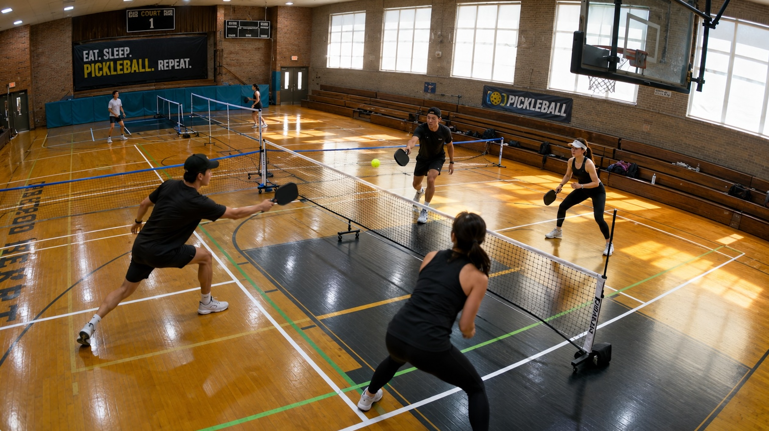 Pickleball players at ChillTown Sports Jersey City